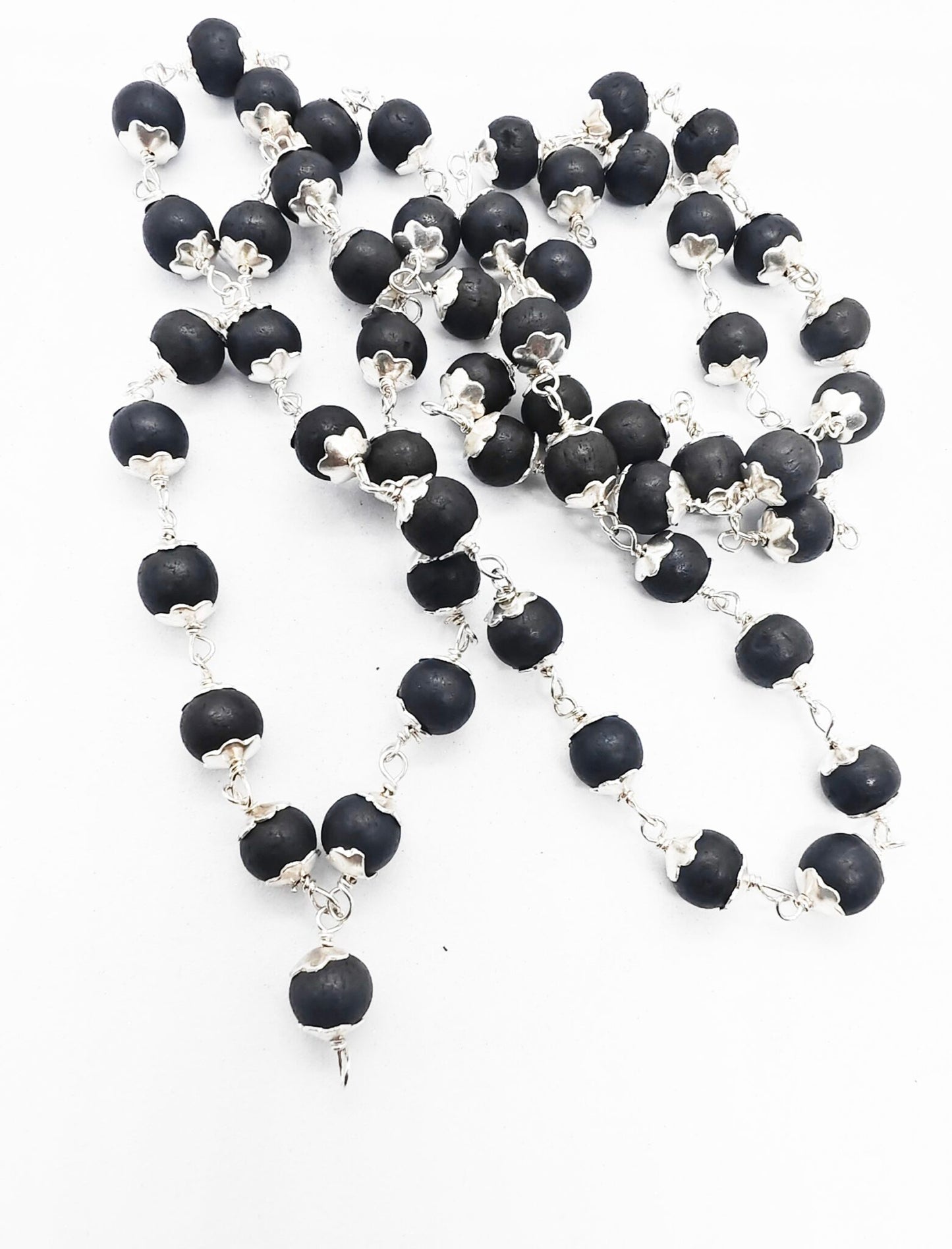 Silver Plated Eternal Karungali Mala - Natural Ebony Wood (Govt. Certified)