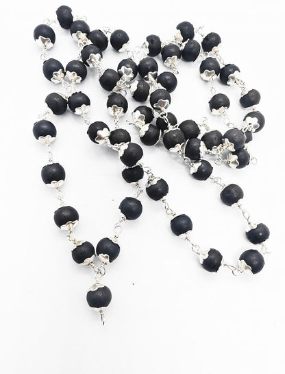 Silver Plated Eternal Karungali Mala - Natural Ebony Wood (Govt. Certified)
