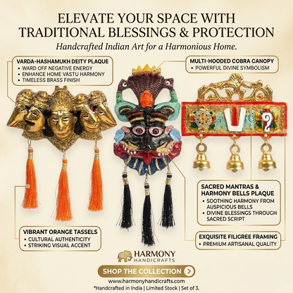 Kirtimukh Wall Hanging | NAZARBATTU |Narsingh face| Black Multicolour | With Tassel