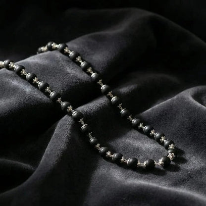 Silver Plated Eternal Karungali Mala - Natural Ebony Wood (Govt. Certified)