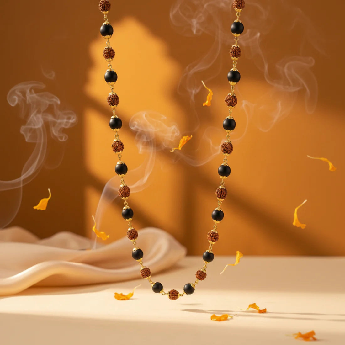 Karungali & Rudraksha Gold-Plated Divine Mala – Protection, Power & Positivity