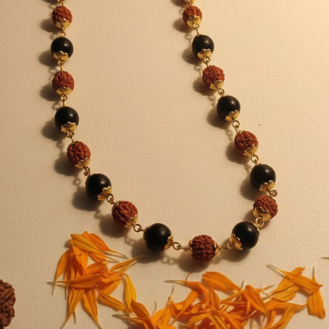 Karungali & Rudraksha Gold-Plated Divine Mala – Protection, Power & Positivity