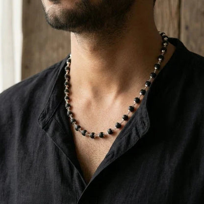 Silver Plated Eternal Karungali Mala - Natural Ebony Wood (Govt. Certified)